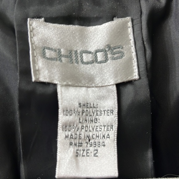 Chico's Women's Shiny Black & White Giraffe Print Cropped Spring Jacket Medium - Picture 9 of 10